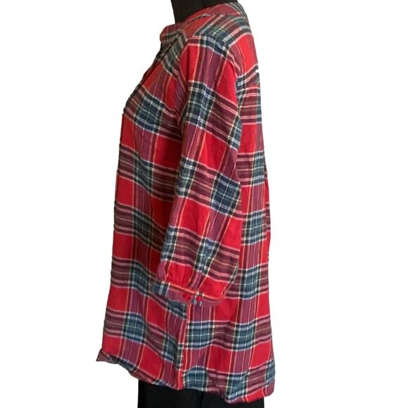 Cotton Flannel Shirt in Red Plaid by CW Classics - Picture 7 of 8